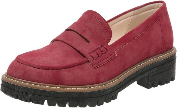 Womens Loafers Shoes Platform Chunky Penny Loafer Lug Sole Comfortable Slip On Work Office Business Casual Dress Shoes, US Size 5-11