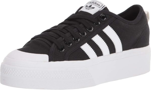 adidas Originals Women's Nizza Platform, Black/White/White, 8.5